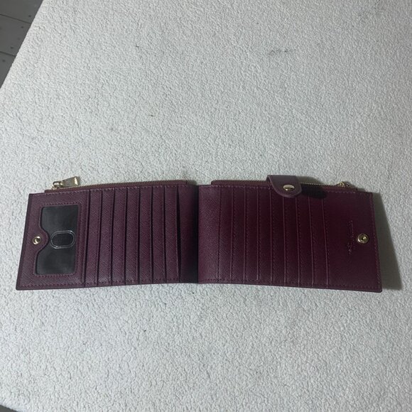 Travelambo RFID Blocking Bifold Multi Card Wallet with Zipper Pocket Purple Slim - Picture 3 of 7